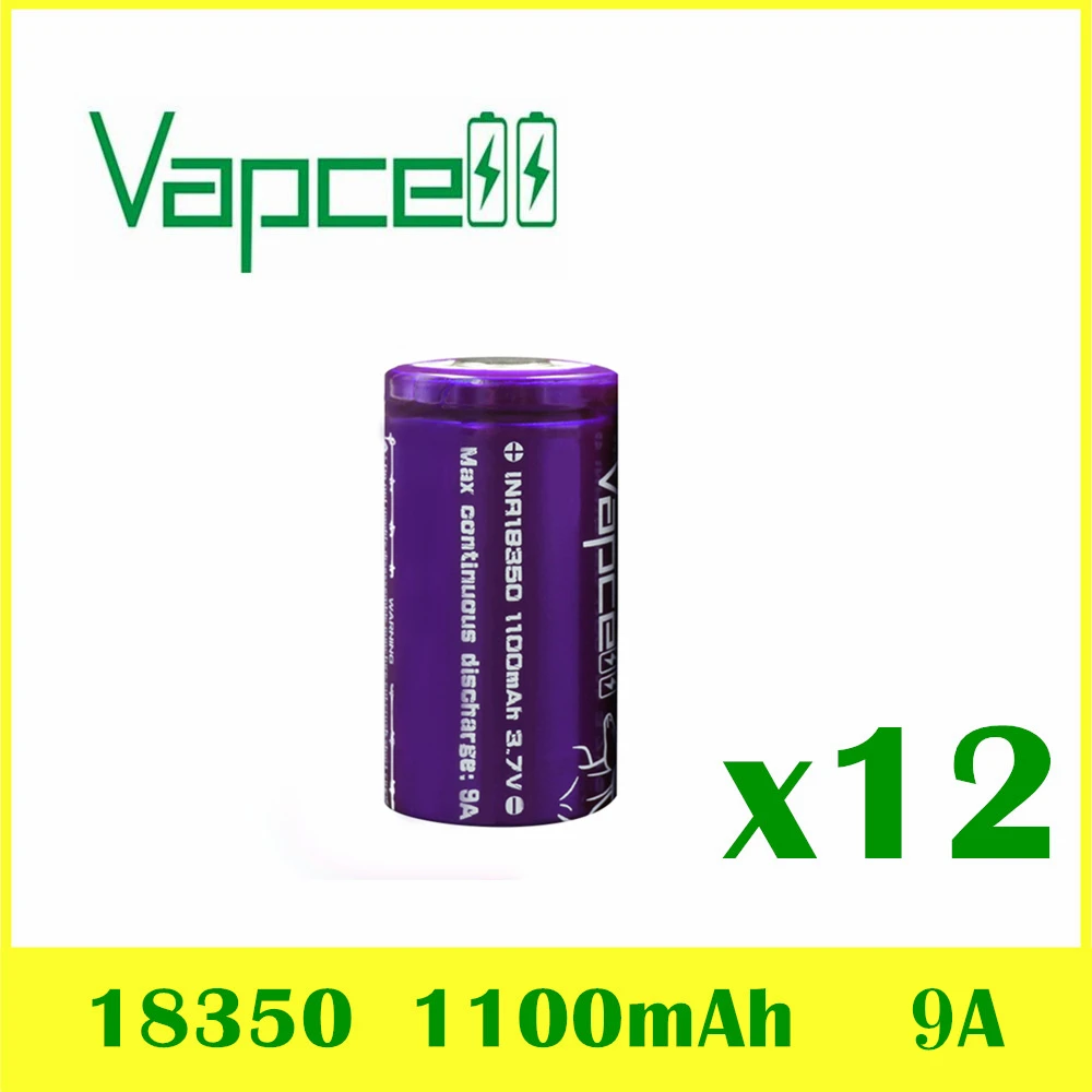 12 pcs VAPCELL INR 18350 1100mAh lithium battery 3.7V rechargeable battery continuous 9A electronic smoke E-CIG IMR BATTERY
12 pcs VAPCELL INR 18350 1100mAh lithium battery 3.7V rechargeable battery continuous 9A electronic smoke E-CIG IMR BATTERY