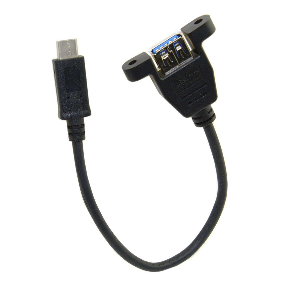Type C USB-C USB3.1 Male to USB 3.0 A Female OTG Adapter Cable with Panel Mount Screws
Type C USB-C USB3.1 Male to USB 3.0 A Female OTG Adapter Cable with Panel Mount Screws