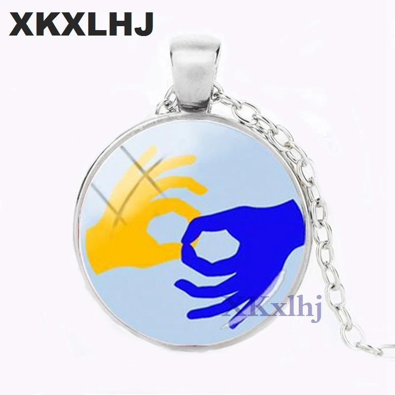 XKXLHJ 2018 Fashion ASL Translation Necklace American Sign Language Necklace Glass Picture Print Jewelry
XKXLHJ 2018 Fashion ASL Translation Necklace American Sign Language Necklace Glass Picture Print Jewelry