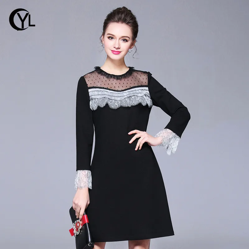OUYALIN M- 3xl 4xl 5xl Plus size Dress 2018 Spring Women Long sleeve Lace Hem Office Ladies Elegant Party Black Dresses
OUYALIN M- 3xl 4xl 5xl Plus size Dress 2018 Spring Women Long sleeve Lace Hem Office Ladies Elegant Party Black Dresses