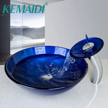 KEMAIDI Glass Basin sink Set Bathroom Washbasin Sink & Polished Faucet Mixer Tap Round Art Ravine Style Navy Blue Tempered Sink
KEMAIDI Glass Basin sink Set Bathroom Washbasin Sink & Polished Faucet Mixer Tap Round Art Ravine Style Navy Blue Tempered Sink