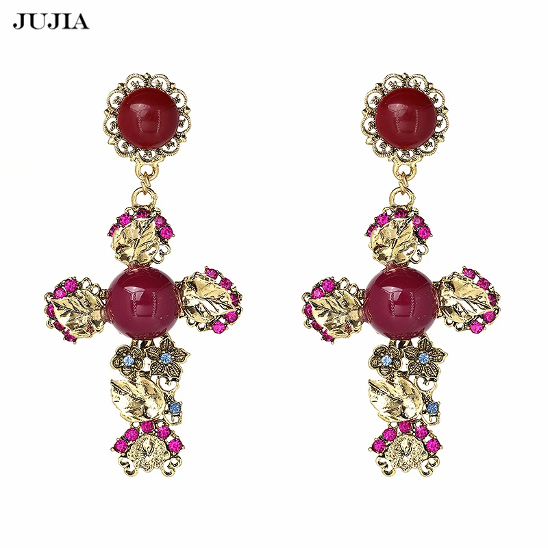 Vintage Red Green Cross Drop Earrings For Women Baroque Bohemian Large Long Dangle Earrings Statement Jewelry Brinco
Vintage Red Green Cross Drop Earrings For Women Baroque Bohemian Large Long Dangle Earrings Statement Jewelry Brinco