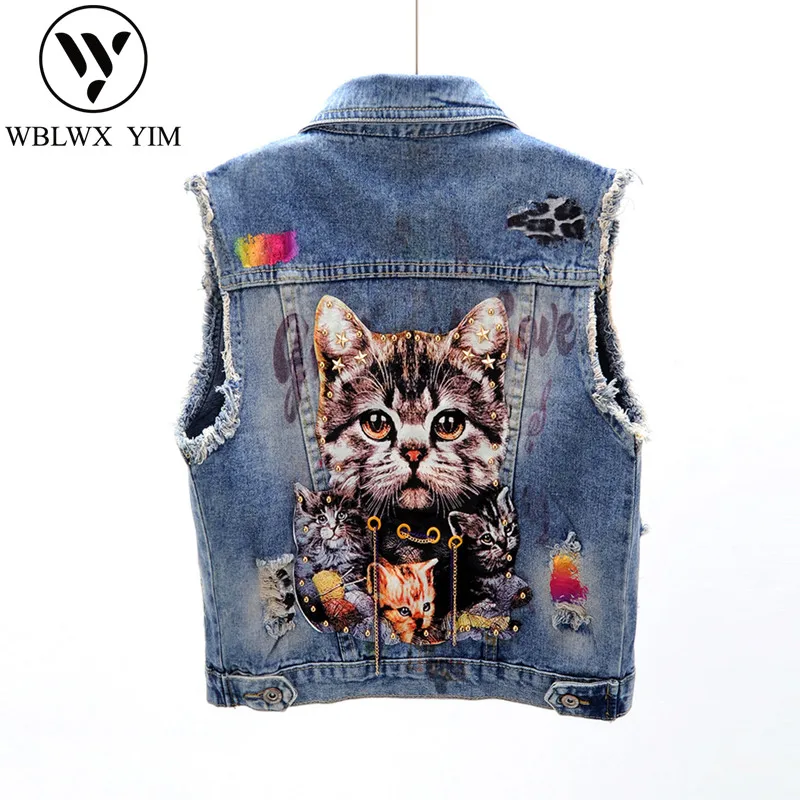 Spring Summer Women Denim Vest Jacket Fashion Beading Washed Sleeveless Jeans Vest coat Female Loose Casual Waistcoat Streetwear
Spring Summer Women Denim Vest Jacket Fashion Beading Washed Sleeveless Jeans Vest coat Female Loose Casual Waistcoat Streetwear