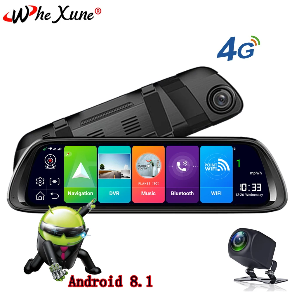 WHEXUNE New Android 8.1 car DVR Camera 10 inch 4G streaming media rearview mirror GPS navigation recorder FHD 1080P dual lens
WHEXUNE New Android 8.1 car DVR Camera 10 inch 4G streaming media rearview mirror GPS navigation recorder FHD 1080P dual lens