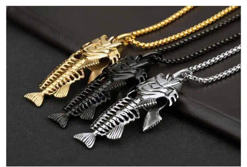 Fish Bone & Fishing Hook Pendant Necklaces Punk Style Men Link Chain 3 Colors Personality Jewelry fashion dropshipping gift
Fish Bone & Fishing Hook Pendant Necklaces Punk Style Men Link Chain 3 Colors Personality Jewelry fashion dropshipping gift