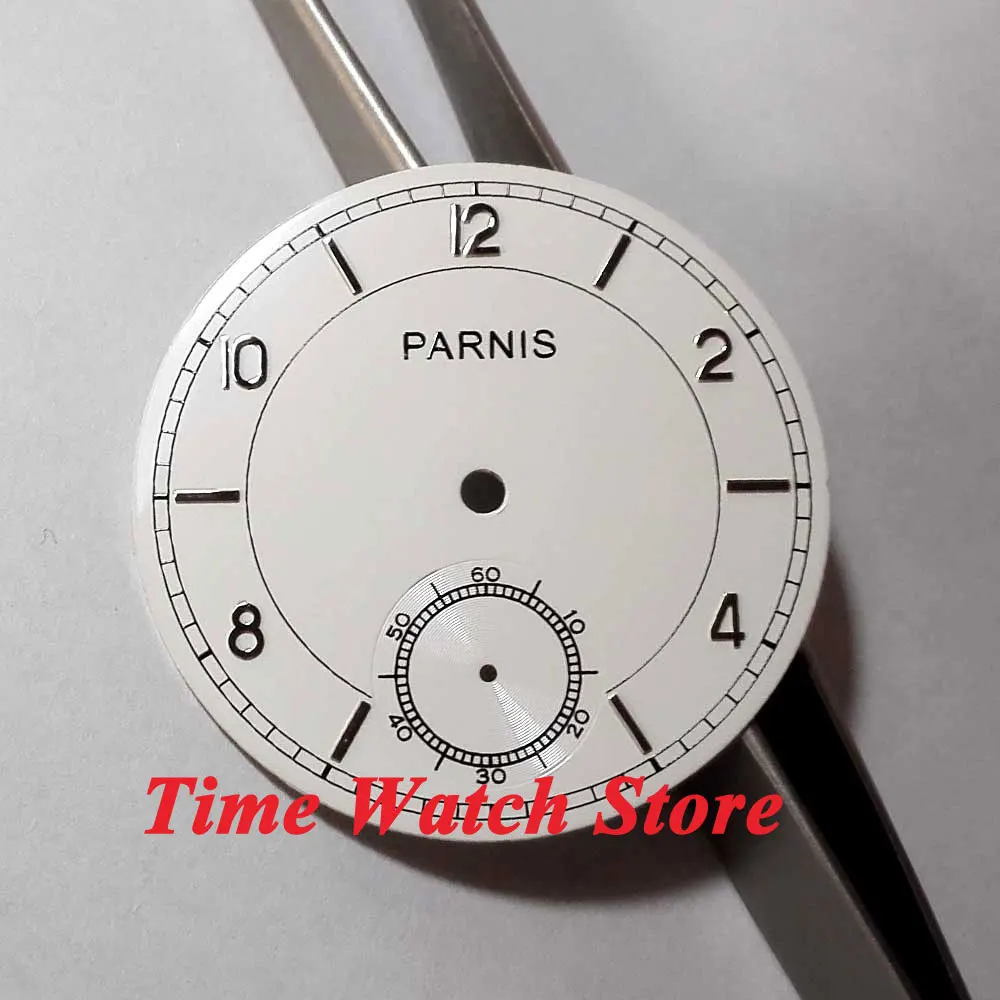 Parnis 38.9mm white dial silver numbers luminous fit 6498 movement mens Watch NO2
Parnis 38.9mm white dial silver numbers luminous fit 6498 movement mens Watch NO2