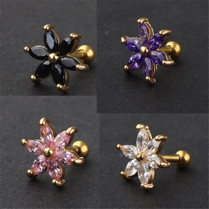 1Piece New Gold Silver Color Stainless Steel Flowers Crystal Stud Earrings for Women Helix Ear Piercings Female Fashion Jewelry
1Piece New Gold Silver Color Stainless Steel Flowers Crystal Stud Earrings for Women Helix Ear Piercings Female Fashion Jewelry