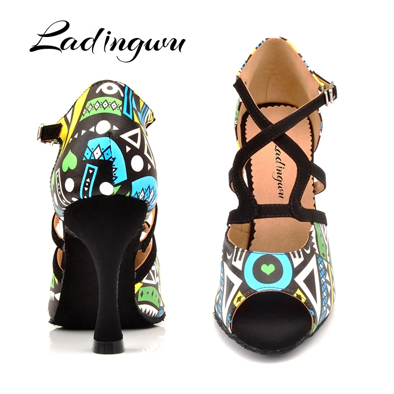 Ladingwu Brand Latin Dance Shoes Women Blue/Orange African texture Ballroom Dance Shoes For Lady Salsa Dance Shoes Black Suede
Ladingwu Brand Latin Dance Shoes Women Blue/Orange African texture Ballroom Dance Shoes For Lady Salsa Dance Shoes Black Suede