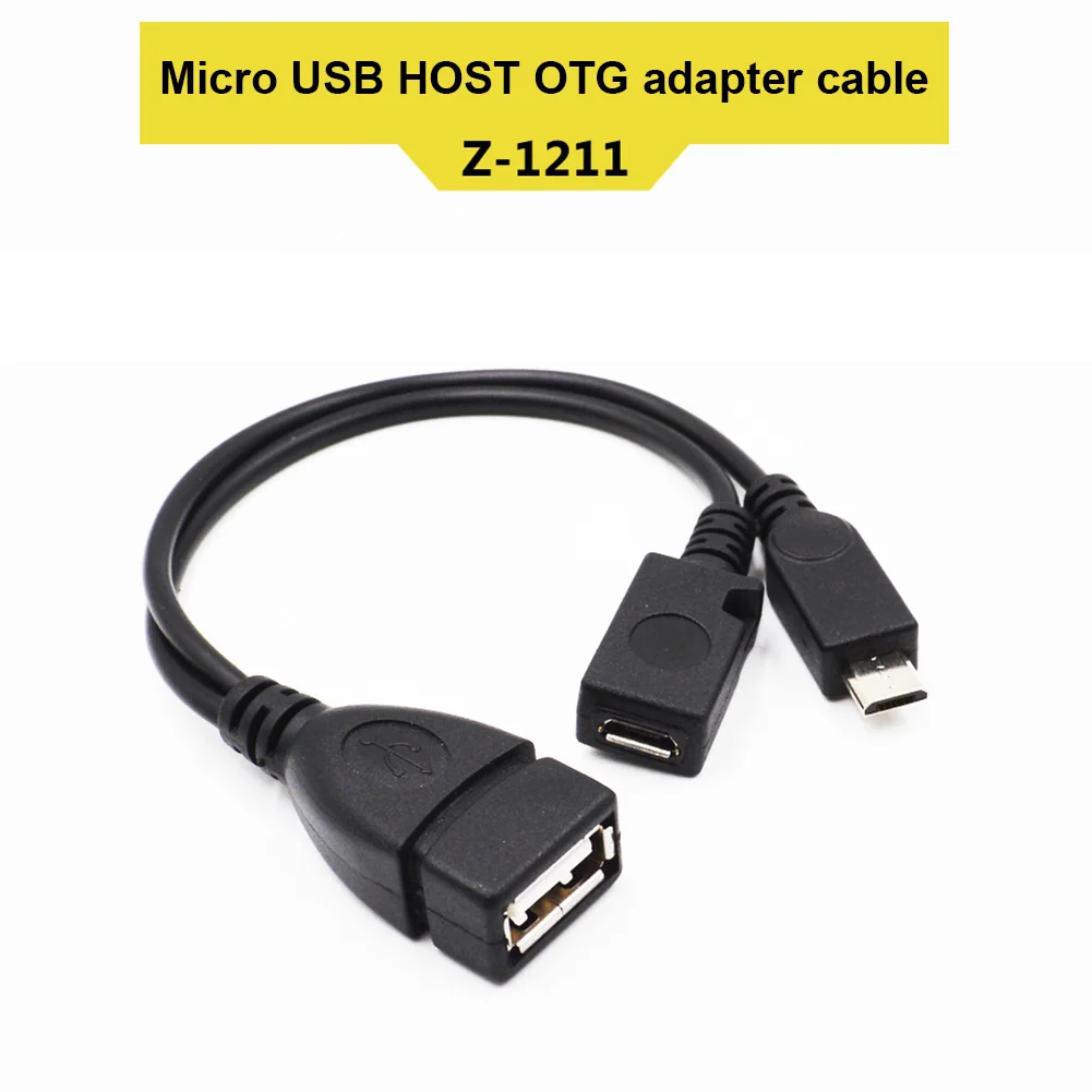 

2019 new 2 In 1 OTG Micro USB Host Power Y Splitter USB Adapter to Micro 5 Pin Male Female Cable for transfer photos videos