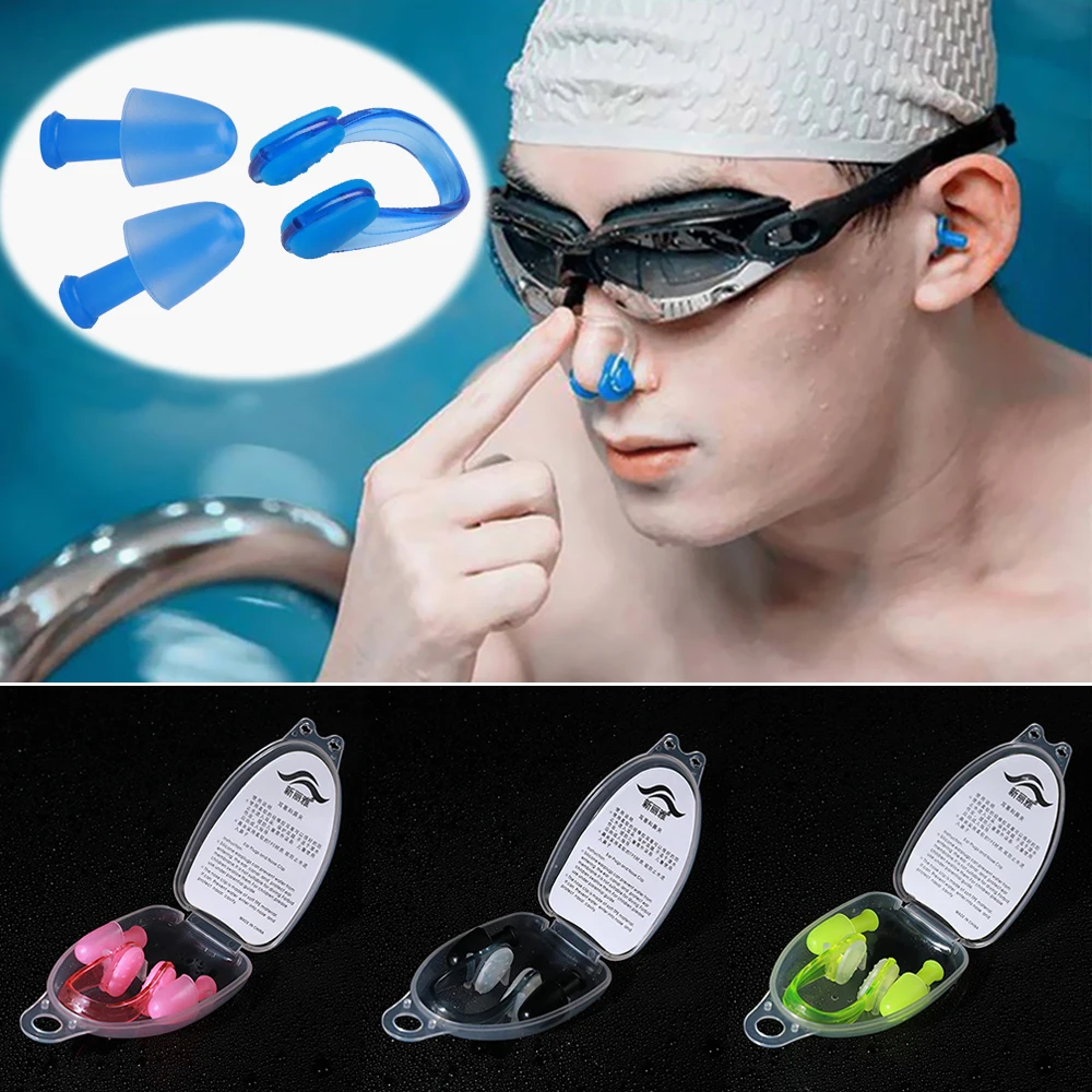 Soft Silicone Swimming Nose Clips + 2 Ear Plugs Earplugs Gear with A Case Box Set High Quality Pool Water Sports Accessories
Soft Silicone Swimming Nose Clips + 2 Ear Plugs Earplugs Gear with A Case Box Set High Quality Pool Water Sports Accessories