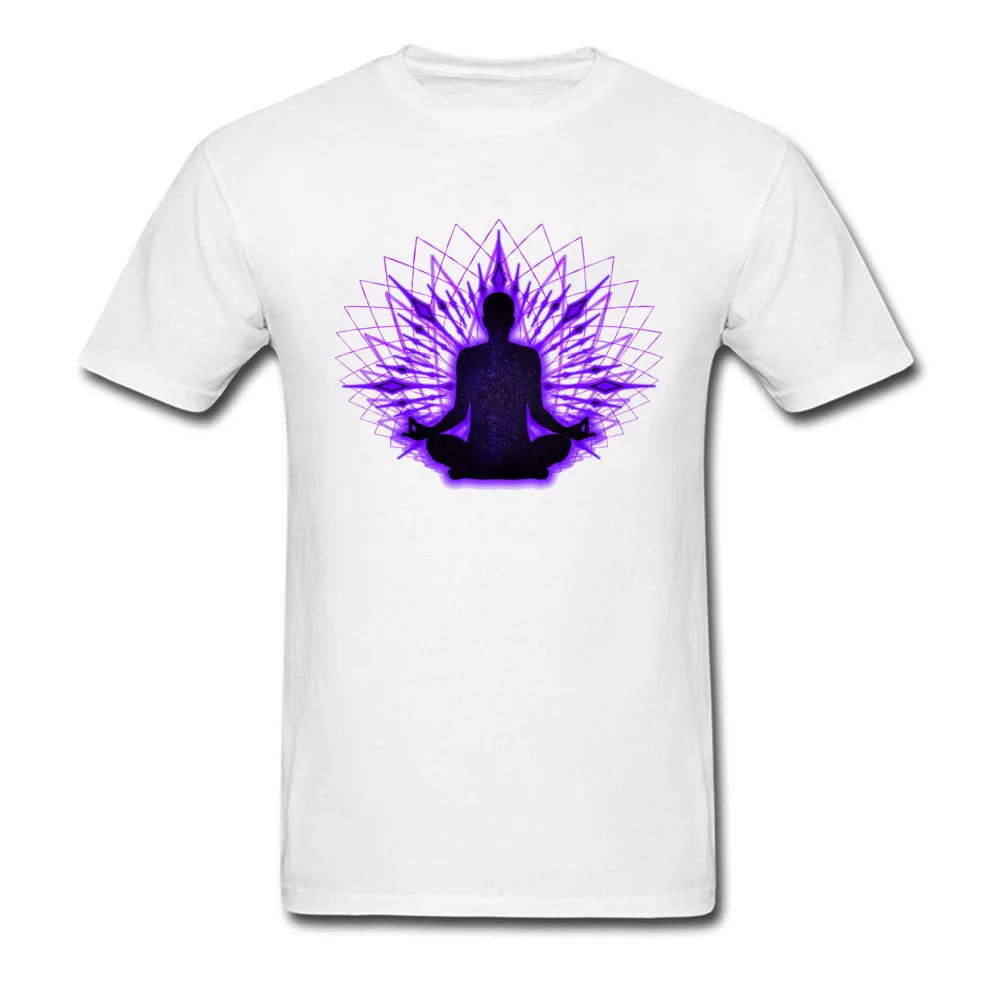 Customized T-Shirt Faddish Short Sleeve Party Pure Cotton O Neck Men Tops T Shirt Printed On Sweatshirts Summer/Fall Meditation Lotus The Universe Inside white