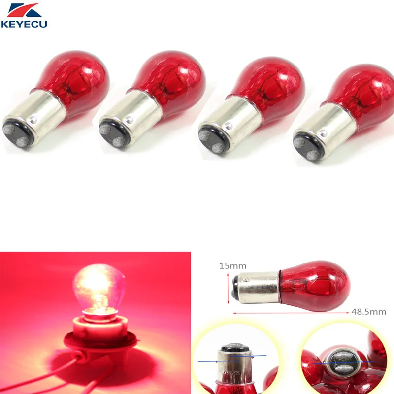 KEYECU 4 Pieces Red 1157 BAY15D S25 12V 21/5W Car Replacement Bulb Double Contact Brake Stop Light with Dual Filament
KEYECU 4 Pieces Red 1157 BAY15D S25 12V 21/5W Car Replacement Bulb Double Contact Brake Stop Light with Dual Filament