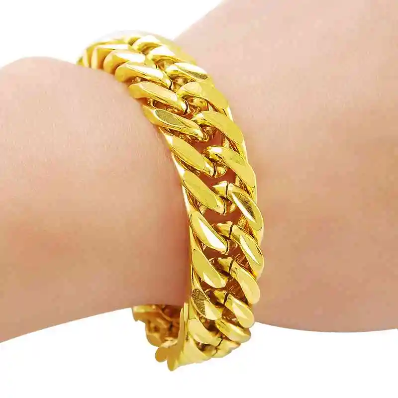 KITEAL 2018 24K GP gold Color male bracelets amp bangles 8MM 9MM 11.5MM 20cm Men chain pulseira prices in euros
KITEAL 2018 24K GP gold Color male bracelets amp bangles 8MM 9MM 11.5MM 20cm Men chain pulseira prices in euros