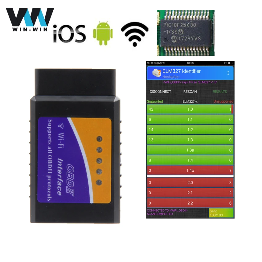 (10 Pcs)ELM 327 V1.5 OBD2 Wifi for Android/IOS OBD OBD2 Auto Car Diagnostic Scanner Tool elm327 V1.5 PIC18F25K80 wi-fi Scaner
(10 Pcs)ELM 327 V1.5 OBD2 Wifi for Android/IOS OBD OBD2 Auto Car Diagnostic Scanner Tool elm327 V1.5 PIC18F25K80 wi-fi Scaner