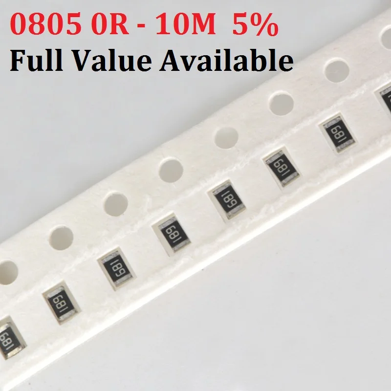 200 шт. SMD чиповый резистор 0805 5% 0R ~ 10M 10K ohm 10R 100R 220R 330R 470 1K 2 K 100K 1R 2/3/4/5/6/комплект