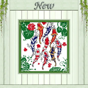 Nine carp swimming Lotus pond fish painting counted printed on fabric DMC 14CT 11CT Cross Stitch Needlework kits Embroidery Sets
Nine carp swimming Lotus pond fish painting counted printed on fabric DMC 14CT 11CT Cross Stitch Needlework kits Embroidery Sets
