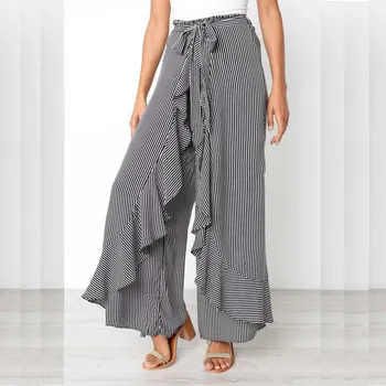 Bow Tie Wide Leg Pants High Waist Women Belted Ruffle Black Striped Long Trousers Casual Womens Streetwear
Bow Tie Wide Leg Pants High Waist Women Belted Ruffle Black Striped Long Trousers Casual Womens Streetwear