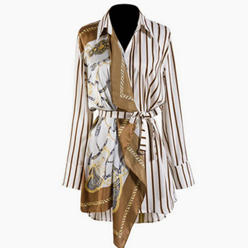 2019 New Women's Clothing Spring Style Fashion Fake Two Dresses Elegant Women Dress A-Line Striped Full Sashes Dress
2019 New Women's Clothing Spring Style Fashion Fake Two Dresses Elegant Women Dress A-Line Striped Full Sashes Dress