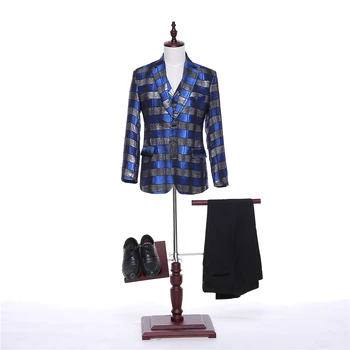 Men's classic suit three-piece suit (jacket + pants + vest) blue striped plaid men's suit wedding groom groomsmen dress custom
Men's classic suit three-piece suit (jacket + pants + vest) blue striped plaid men's suit wedding groom groomsmen dress custom