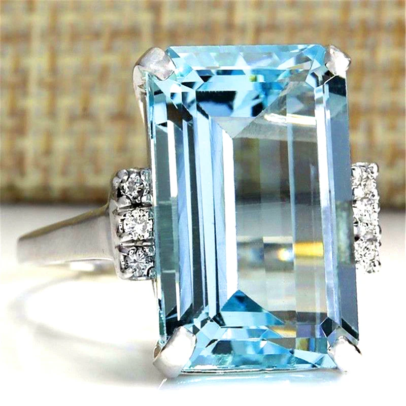 GR.NERH Brand Jewelry Hyperbole Big Blue-Square Crystal Silver Color Ring Jewelry for Women Ring
GR.NERH Brand Jewelry Hyperbole Big Blue-Square Crystal Silver Color Ring Jewelry for Women Ring