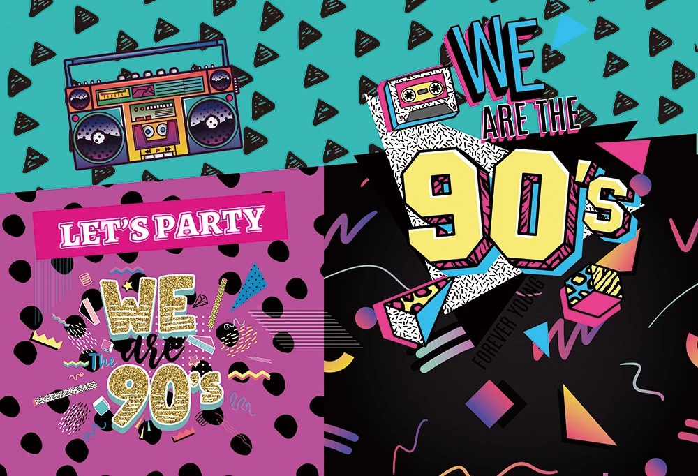 Huayi 90 S Party Graffiti Theme Backdrop For 90s Adult Hip Hop