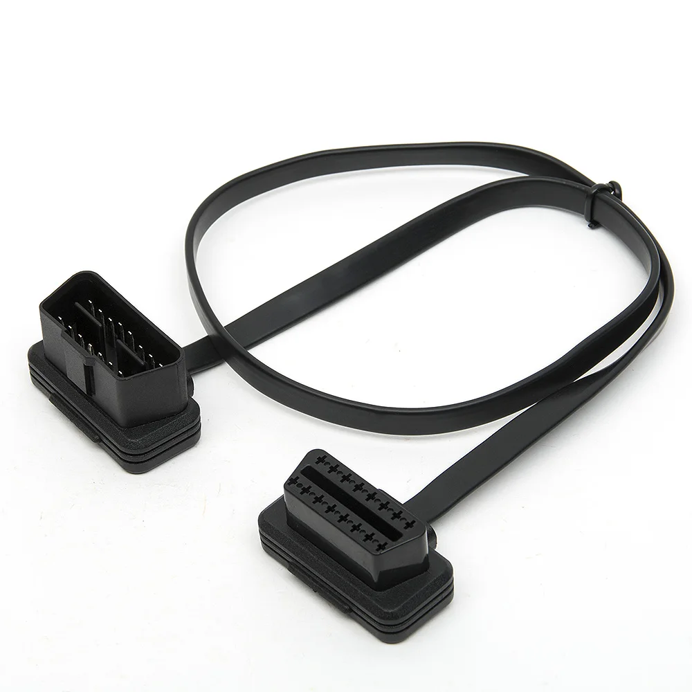 

Flat Thin As Noodle OBDII OBD2 16Pin ELM327 Male To Female Elbow Extension OBD 2 Auto Car Diagnostic Cable Connector Adapter P15