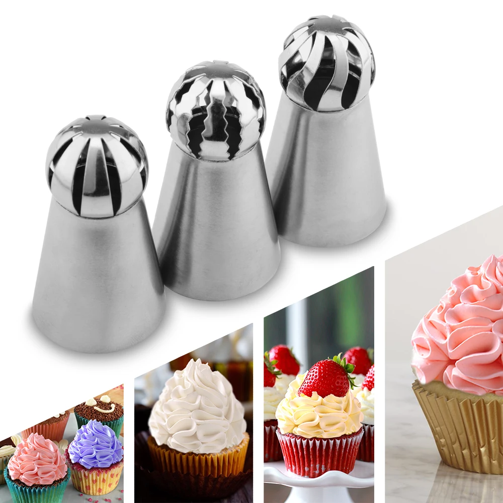 3PCS Russian Spherical Ball Stainless Steel Icing Piping Nozzle Pastry Tips Fondant Cupcake Baking Tip Tool Sphere Shape Cream
3PCS Russian Spherical Ball Stainless Steel Icing Piping Nozzle Pastry Tips Fondant Cupcake Baking Tip Tool Sphere Shape Cream