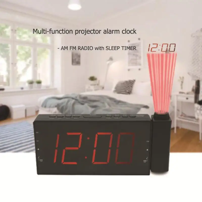Multi Functional Digital Projection Alarm Clock Snooze Dimmer Am Fm Radio Clocks With Usb Charging Port Display Home Decoration