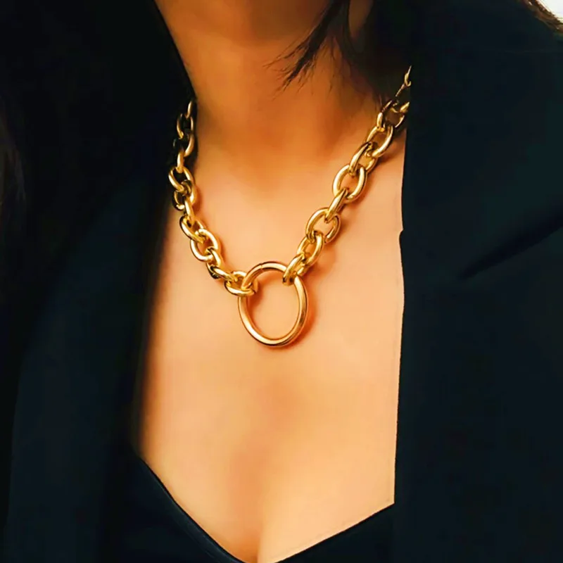 Punk Exaggerated Big Thick Bracelet Necklace Suit Goth Fashion Round iron ring pendant Jewelry Female Choker Female Bracelet
Punk Exaggerated Big Thick Bracelet Necklace Suit Goth Fashion Round iron ring pendant Jewelry Female Choker Female Bracelet