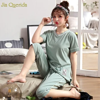 Green Color Solid Pyjamas Women 2019 New Plain Style Home Wear 100% Cotton Woman Clothes Summer Shorts Plus Size 3xl 4xl Pyjamas
Green Color Solid Pyjamas Women 2019 New Plain Style Home Wear 100% Cotton Woman Clothes Summer Shorts Plus Size 3xl 4xl Pyjamas