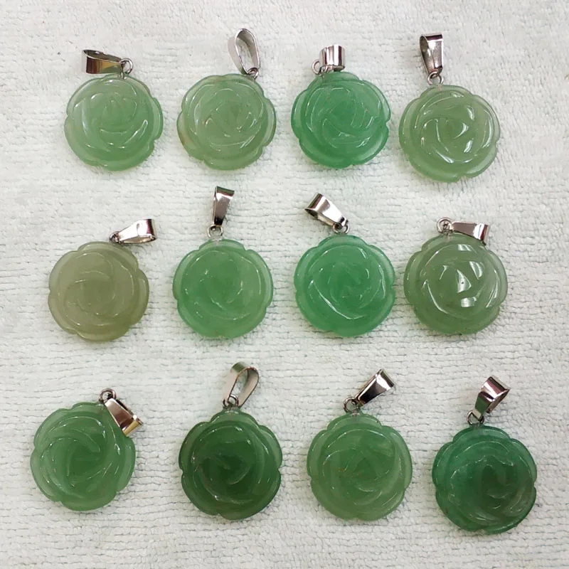 Wholesale 12pcs/lot fashion natural green aventurine stone Rose flower charms pendants for jewelry making free shipping
Wholesale 12pcs/lot fashion natural green aventurine stone Rose flower charms pendants for jewelry making free shipping
