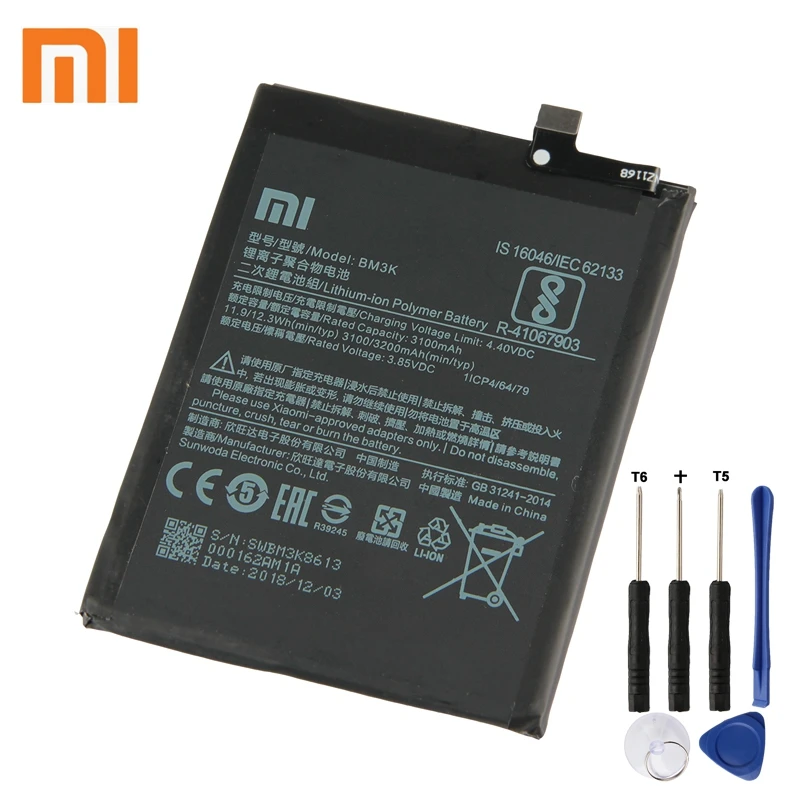 Xiao Mi Xiaomi BM3K Phone Battery For Xiao mi BM3K 3200mAh Original Replacement Battery + Tool
Xiao Mi Xiaomi BM3K Phone Battery For Xiao mi BM3K 3200mAh Original Replacement Battery + Tool
