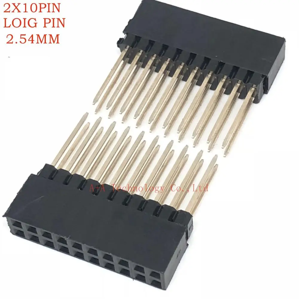 5PCS 2x10 PIN double Row Straight FEMALE PIN HEADER 2.54MM PITCH pin long 12MM Strip Connector Socket 210 20 PIN 2x10pin pc104 2
