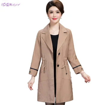 

New Fashion Middle-aged mother 2018 spring outfit thin coat noble Boutique female Windbreaker Tie Casual Women IOQRCJV T20