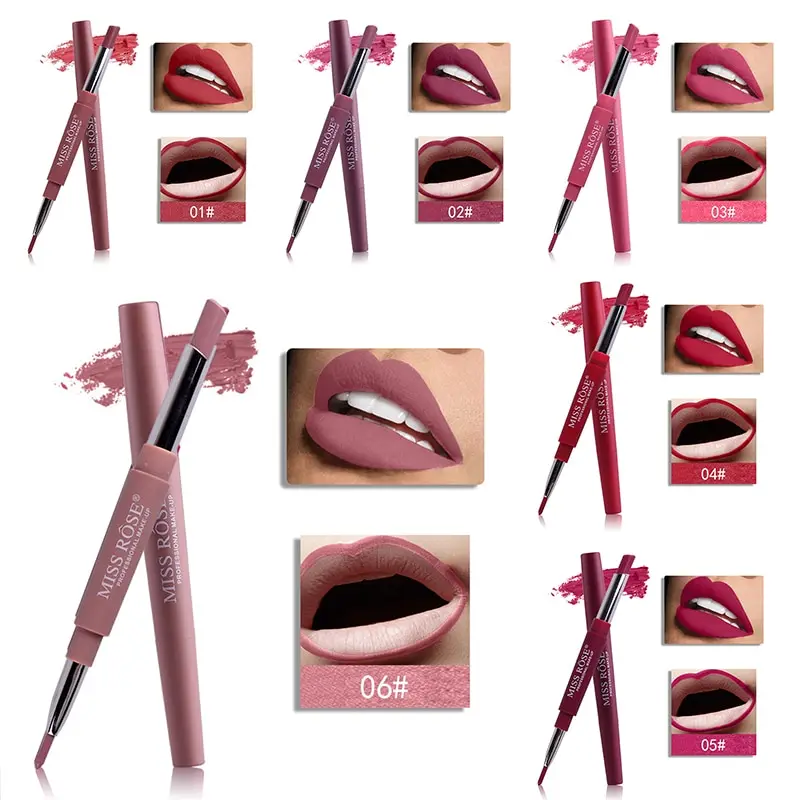 MISS ROSE 2 in 1 Listick Pen Lip Liner Moisture Long Lasting Pigments Waterproof Natural Lip Cosmetics Beauty Makeup Tool Pen
MISS ROSE 2 in 1 Listick Pen Lip Liner Moisture Long Lasting Pigments Waterproof Natural Lip Cosmetics Beauty Makeup Tool Pen