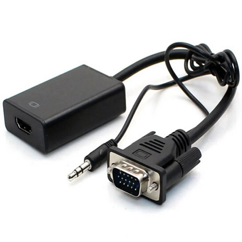 High Speed VGA to HDMI Cable Converter VGA To HDMI Output 1080P HD+USB Cable Adapter For Audio Video TV Notebook DVD