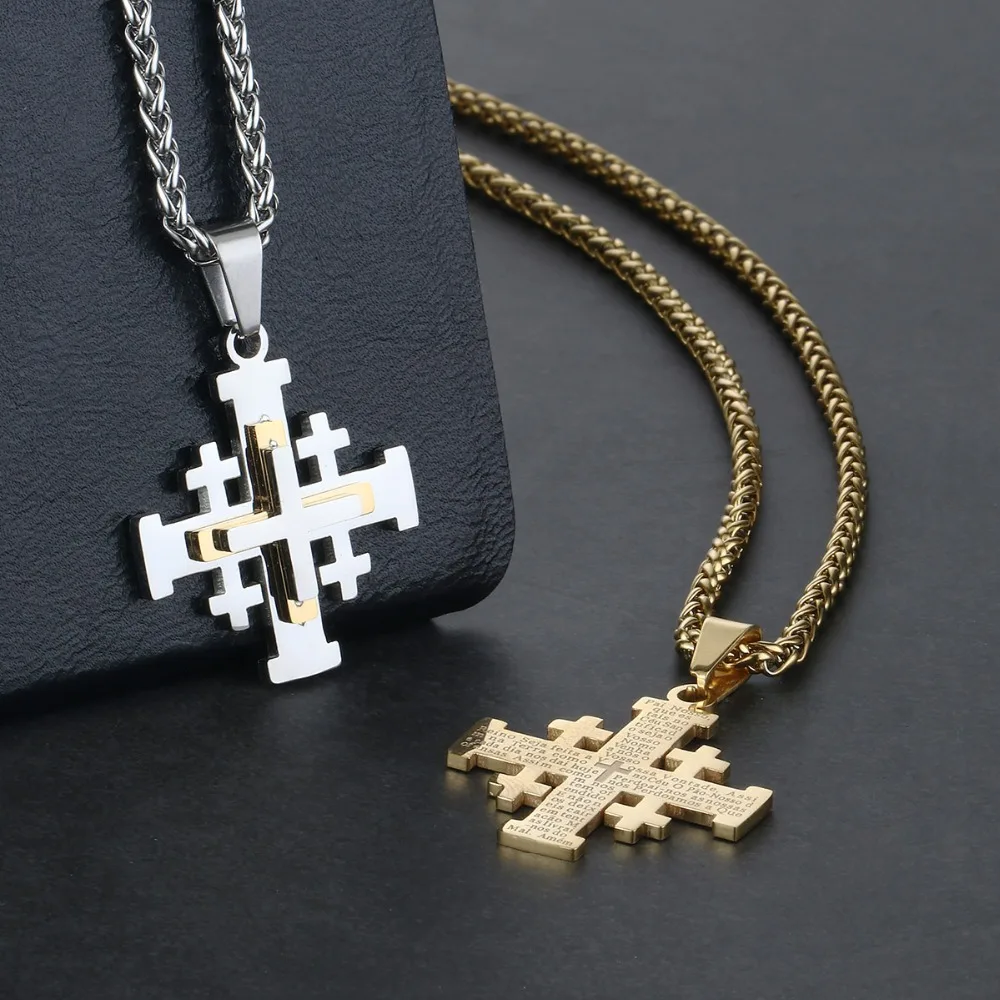 Religious Holy Bible Verse Necklaces for Men Women Stainless Steel Jerusalem Cross Pendant Chain Necklace Medieval Jewelry NC123
Religious Holy Bible Verse Necklaces for Men Women Stainless Steel Jerusalem Cross Pendant Chain Necklace Medieval Jewelry NC123