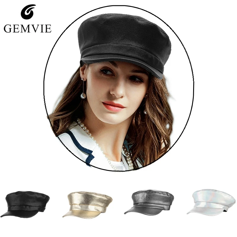 Vintage Style Military Hat Women Newsboy Cap Casual Berets Solid Color PU Leather Newsboy Hat Ladies Street Fashion Beret Cap
Vintage Style Military Hat Women Newsboy Cap Casual Berets Solid Color PU Leather Newsboy Hat Ladies Street Fashion Beret Cap