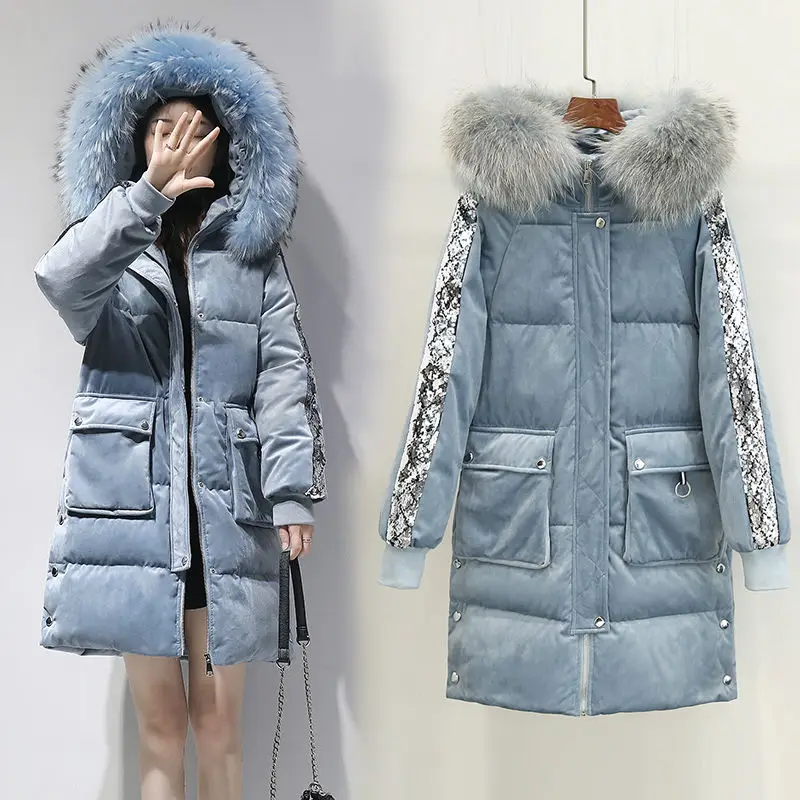 2019 new down jacket women female long section thick sequined gold velvet warm thick coat fur coat white duck down coats female
2019 new down jacket women female long section thick sequined gold velvet warm thick coat fur coat white duck down coats female