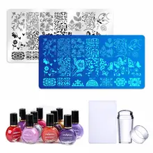Biutee 2 пластины для ногтей + набор штампов + 2 бутылки лака для ногтей Температура Цвет Изменение лак для ногтей Маникюр украшения для ногтей(China)