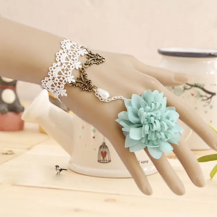 Princess Lolita Small fresh flower pearl white lace bracelet with tring set female accessories wedding jewelry WS-98
Princess Lolita Small fresh flower pearl white lace bracelet with tring set female accessories wedding jewelry WS-98