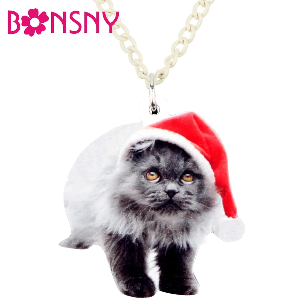 Bonsny Acrylic Fluffy Christmas Hat Cat Necklace Pendant Chain Choker Fashion Jewelry For Women Girls Teen Gift Animal Accessory
Bonsny Acrylic Fluffy Christmas Hat Cat Necklace Pendant Chain Choker Fashion Jewelry For Women Girls Teen Gift Animal Accessory