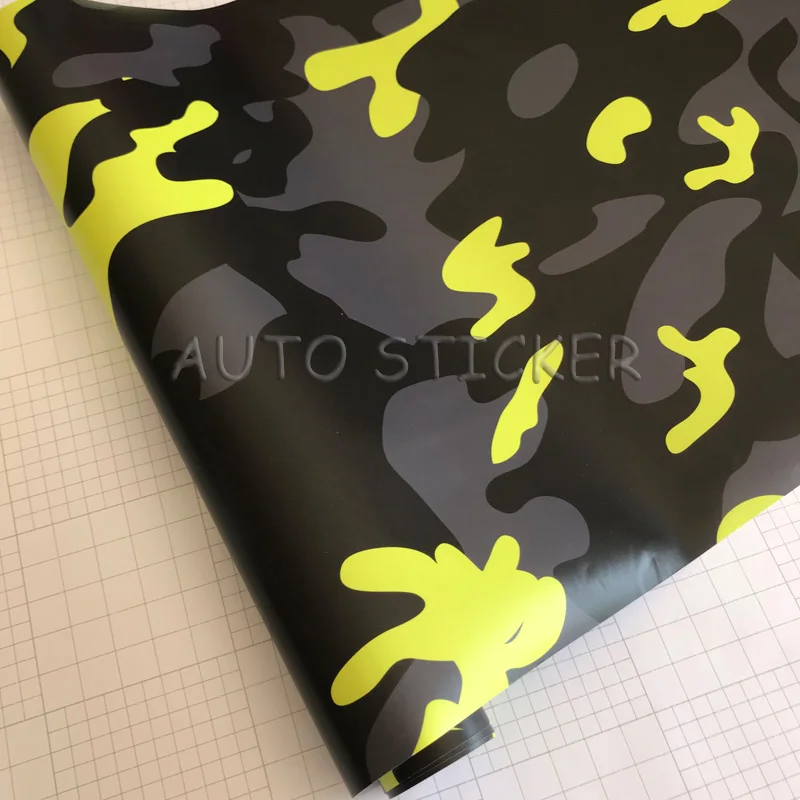 Yellow Black Gray snow camo vinyl car wraps 5