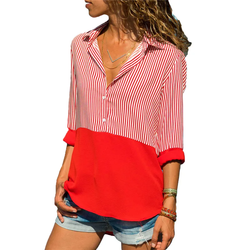 Autumn Casual Striped Loose Women Long-sleeved Shirt Female Blouse Chiffon Top Shirt Plus Size Fashion Casual Clothing Red Black
Autumn Casual Striped Loose Women Long-sleeved Shirt Female Blouse Chiffon Top Shirt Plus Size Fashion Casual Clothing Red Black