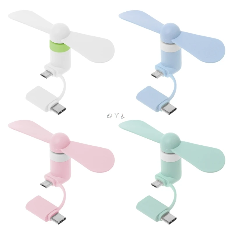 

Portable new 2in1 Type C Micro USB Mini Fan Cooler for Samsung Xiaomi Huawei HTC Cell Phone or all power Bank