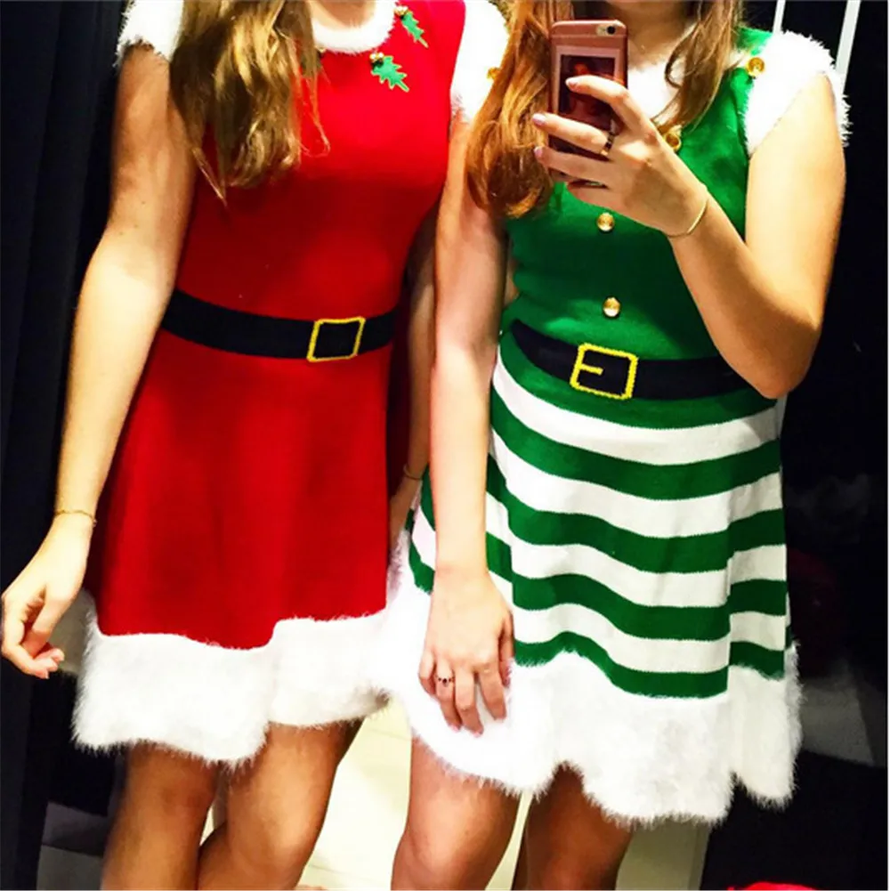2018 Christmas Dress For Women Lovely Mrs Santa Claus A Line Dress Xmas Cosplay Stripe Green Elves Femme Party Costume Gift
2018 Christmas Dress For Women Lovely Mrs Santa Claus A Line Dress Xmas Cosplay Stripe Green Elves Femme Party Costume Gift