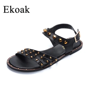 Ekoak Cow Genuine Leather Rivets Casual Women Gladiator Sandals Summer Fashion Sandals Shoes Woman Ladies Beach Flat Sandals
Ekoak Cow Genuine Leather Rivets Casual Women Gladiator Sandals Summer Fashion Sandals Shoes Woman Ladies Beach Flat Sandals