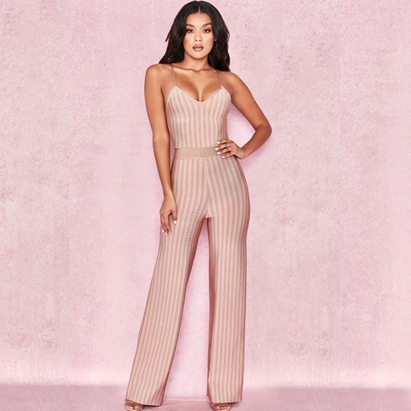 2018 Elegant Fashion Women Beige Striped Spaghetti Strap Bandage Jumpsuit Sexy Summer Celebrity Party Jumpsuits Wholesale Festa
2018 Elegant Fashion Women Beige Striped Spaghetti Strap Bandage Jumpsuit Sexy Summer Celebrity Party Jumpsuits Wholesale Festa