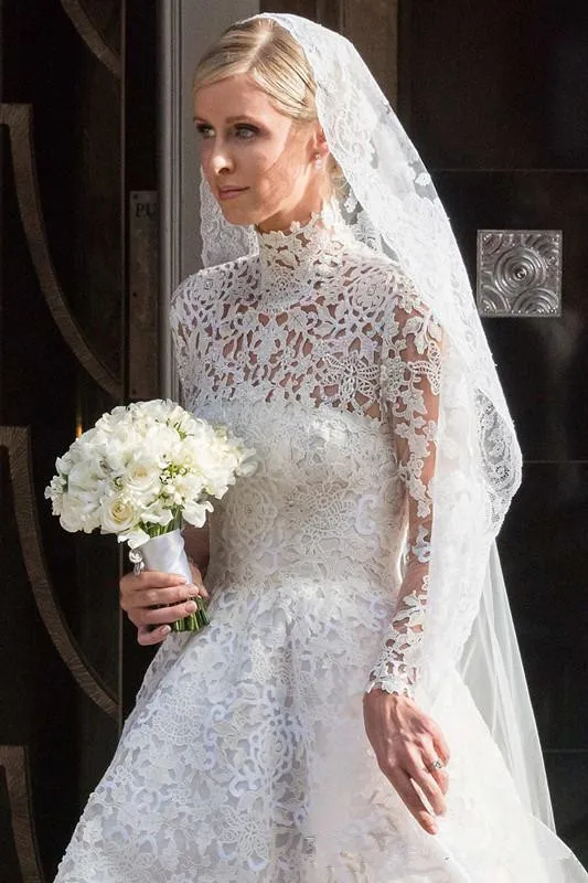 2019-nicky-hilton-white-lace-wedding-dresses-with-long-sleeves-high-neck-bridal-gowns-cathedral-winter-spring-vintage-wedding-dresses (1)_副本