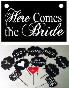 wedding Photo Booth Props with paper straws Wedding Props sign banner/photography props wedding" here comes the bride" 
wedding Photo Booth Props with paper straws Wedding Props sign banner/photography props wedding" here comes the bride"